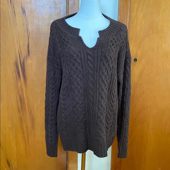 Brown Cable Knit Sweater Well Worn in the right way. Boho to Preppy, Casual Fall - Picture 1 of 5